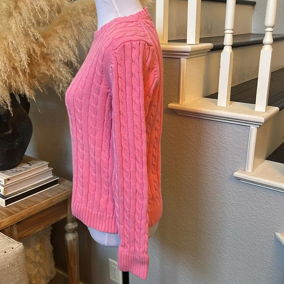 L.L. Bean Iced Rose Crewneck Cable Knitted Long Sleeve Sweater Size Small - Picture 3 of 6